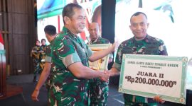 Penghargaan Lomba Karya Bakti Tingkat Korem Jajaran TNI AD diserahkan langsung oleh Kepala Staf Angkatan Darat (Kasad) Jenderal TNI Maruli Simanjuntak, M.Sc., kepada Danrem 052/Wkr Brigjen TNI Faizal Rizal, S.I.P., pada penutupan Apel Dansatkowil TNI AD