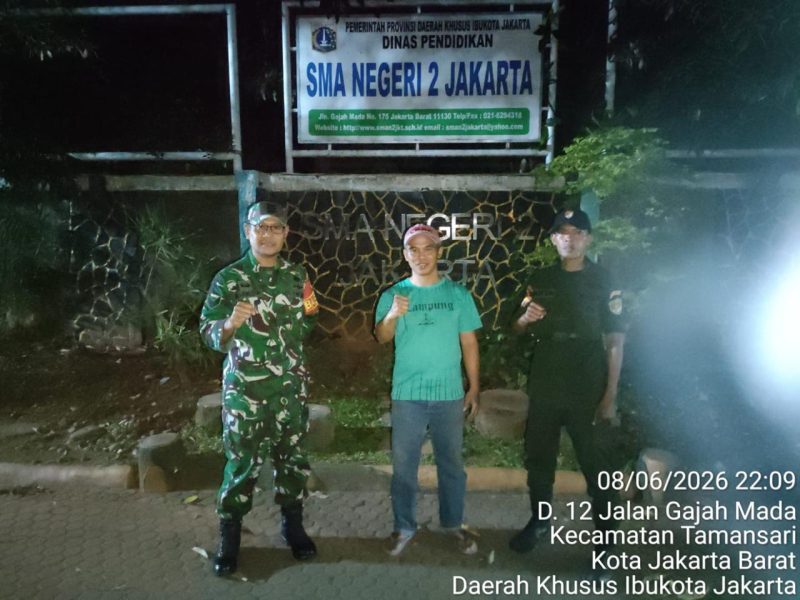 Antisipasi Gangguan Kamtibmas, Koramil 01/Tamansari Gencarkan Patroli Malam di Objek Vital Jakarta Barat
