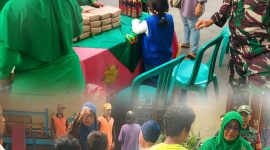 Wujud Kepedulian TNI Terhadap Sesama, Babinsa Koramil 01/TS Dampingi Ketua Persit KCK Ranting 2 Koramil 01/Taman Sari Bagikan Nasi Ayam Bakar ke Warga Kelurahan Keagungan