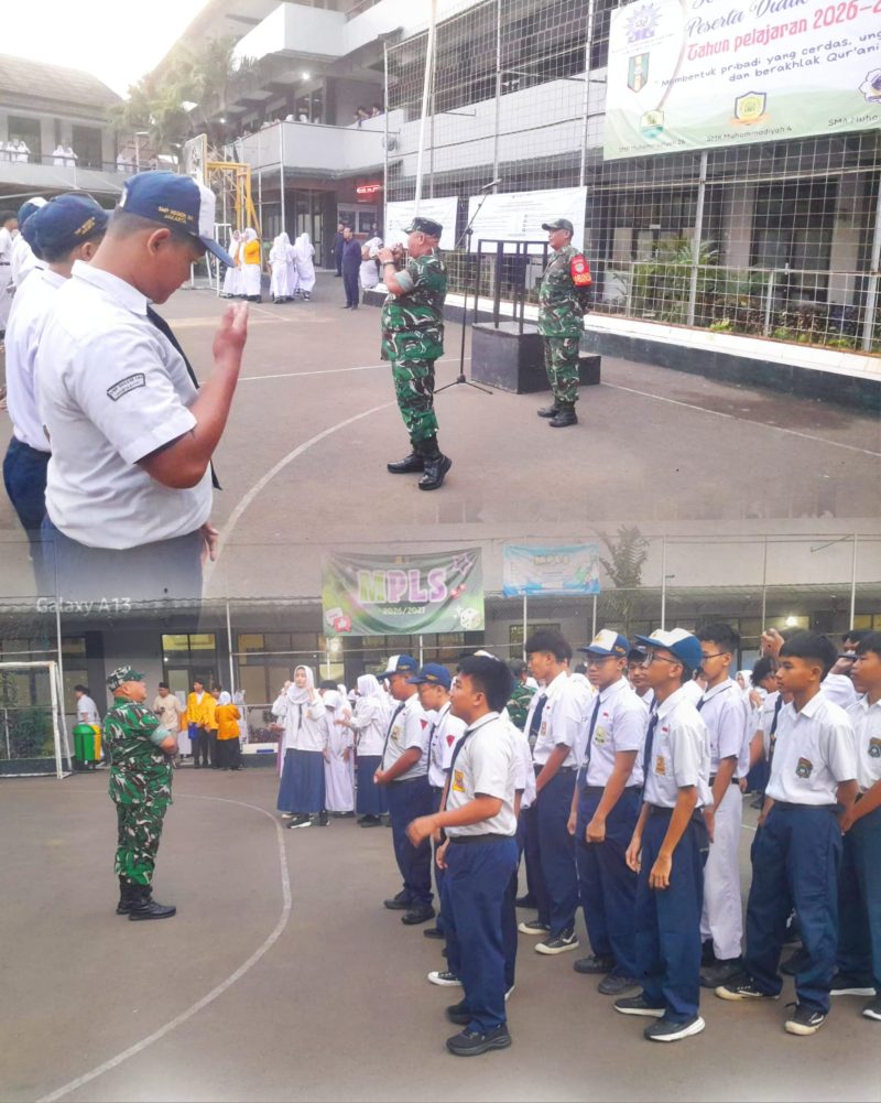 Bentuk Generasi Cerdas dan Berkarakter, Bati Tuud Koramil 03/GP Peltu Edi Rustandi Bersama Tiga Pilar Dampingi Sekko Jakarta Barat Hadiri Upacara Pembukaan MPLS di SMP, SMA, SMK Muhammadiyah Slipi Jakarta