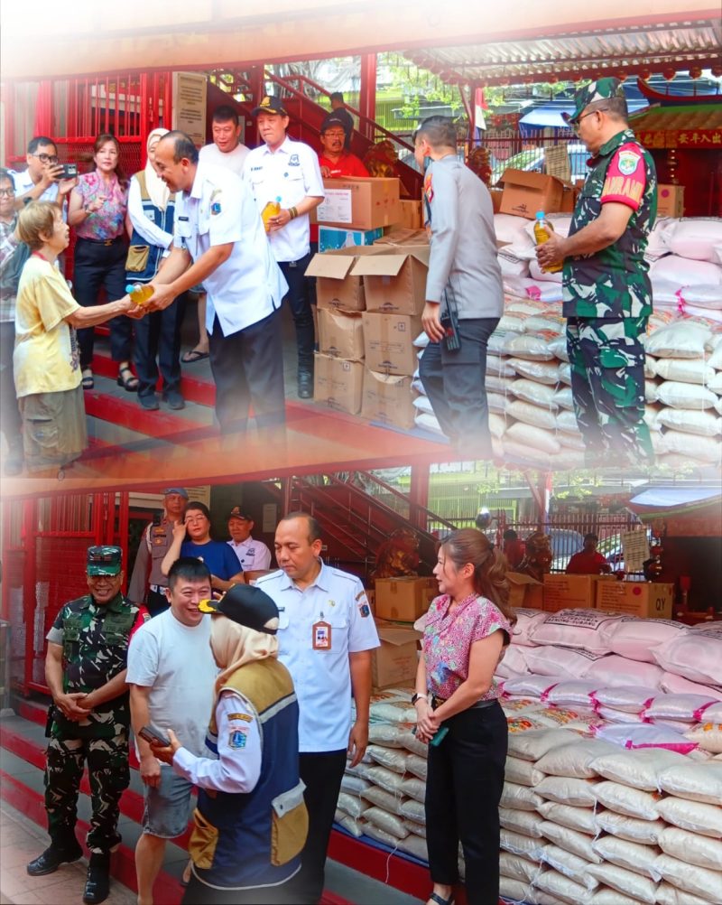 Semangat Kepedulian dan Toleransi, Danramil 01/Taman Sari Mayor Inf Manatap Rajagukguk Bersama Tiga Pilar Hadiri Bakti Sosial Vihara Dharma Bhakti Bagikan 1.000 Paket Sembako untuk Warga