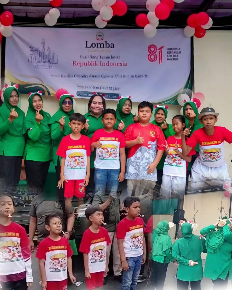 Merah Putih Berkibar, Semangat Ketua Persit KCK Ranting 2 Koramil 01/Taman Sari Bersama Pengurus dan Anak-anak Warnai Perlombaan HUT ke-81 RI Penuh Keceriaan