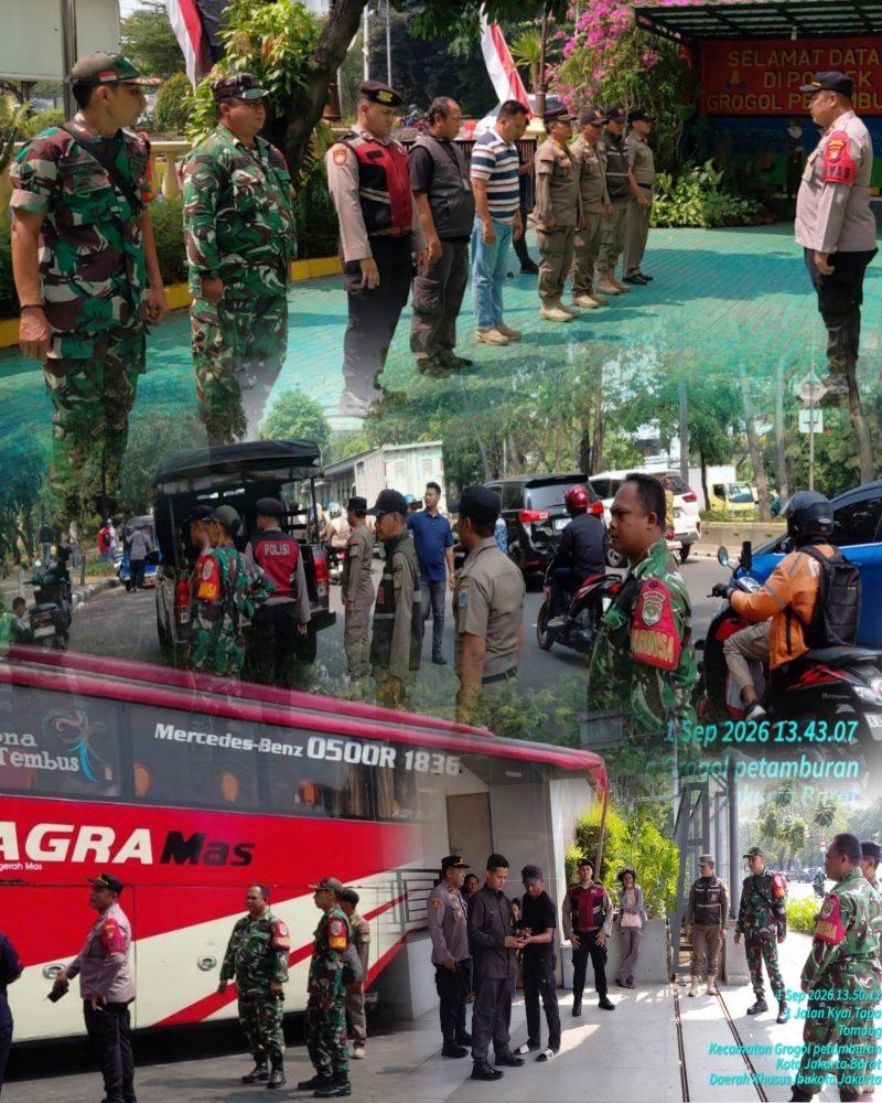 Wujud Sinergitas TNI, Polri dan Pemda, Koramil 03/GP Bersama Tiga Pilar Grogol Petamburan Gelar Patroli Gabungan Sisir Objek Vital