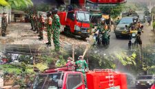 Upaya Satuan Jajaran Kodim 0503/JB Tanggulangi Dampak Abu Vulkanik, Danramil 01/Taman Sari Mayor Inf Manatap Rajagukguk Kerahkan Personel dan Water Tank TNI AD Siram Sejumlah Ruas Jalan