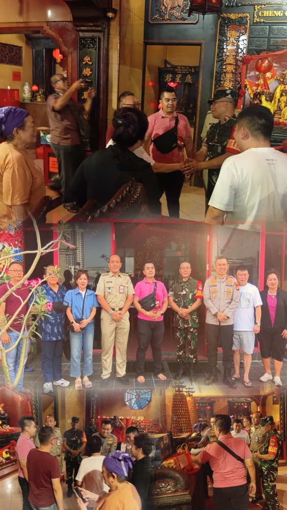 Perkuat Sinergitas, Danramil 01/TS Mayor Inf Manatap Rajagukguk Bersama Forkopimcam Taman Sari Komsos dengan Pengurus Vihara Dharma Jaya Toasebio