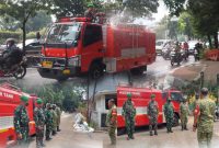 Minimalisir Dampak Abu Vulkanik, Koramil 03/GP Laksanakan Penyiraman Jalan dan Sekolah