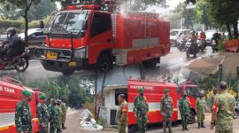 Minimalisir Dampak Abu Vulkanik, Koramil 03/GP Laksanakan Penyiraman Jalan dan Sekolah