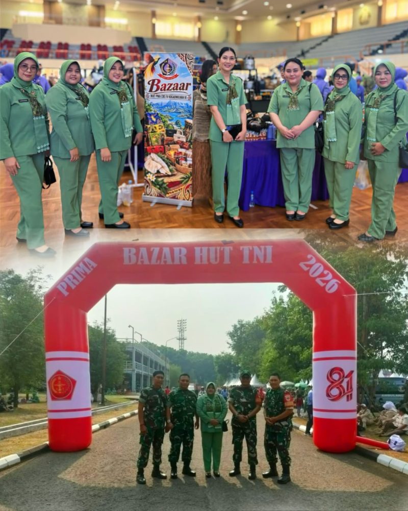 Personel dan Pengurus Persit KCK Ranting 4 Koramil 03/GP Hadiri Bazaar HUT TNI 2026