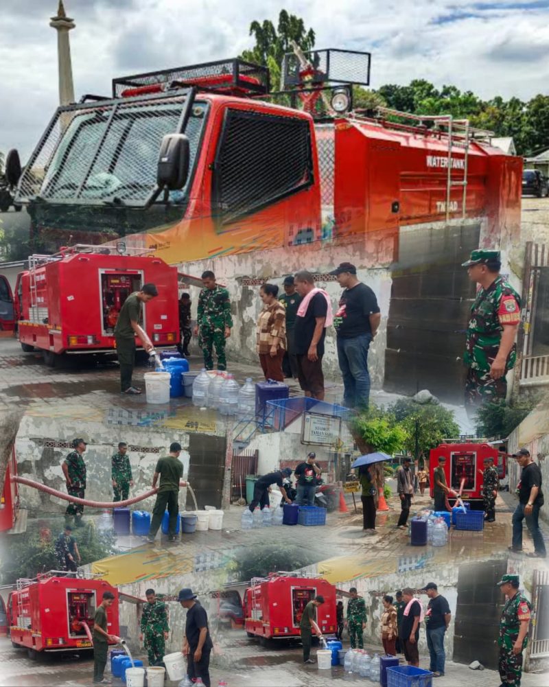 Bakti TNI AD Salurkan Bantuan Air Bersih kepada Warga Terdampak Kekeringan di Wilayah Koramil 01/Taman Sari